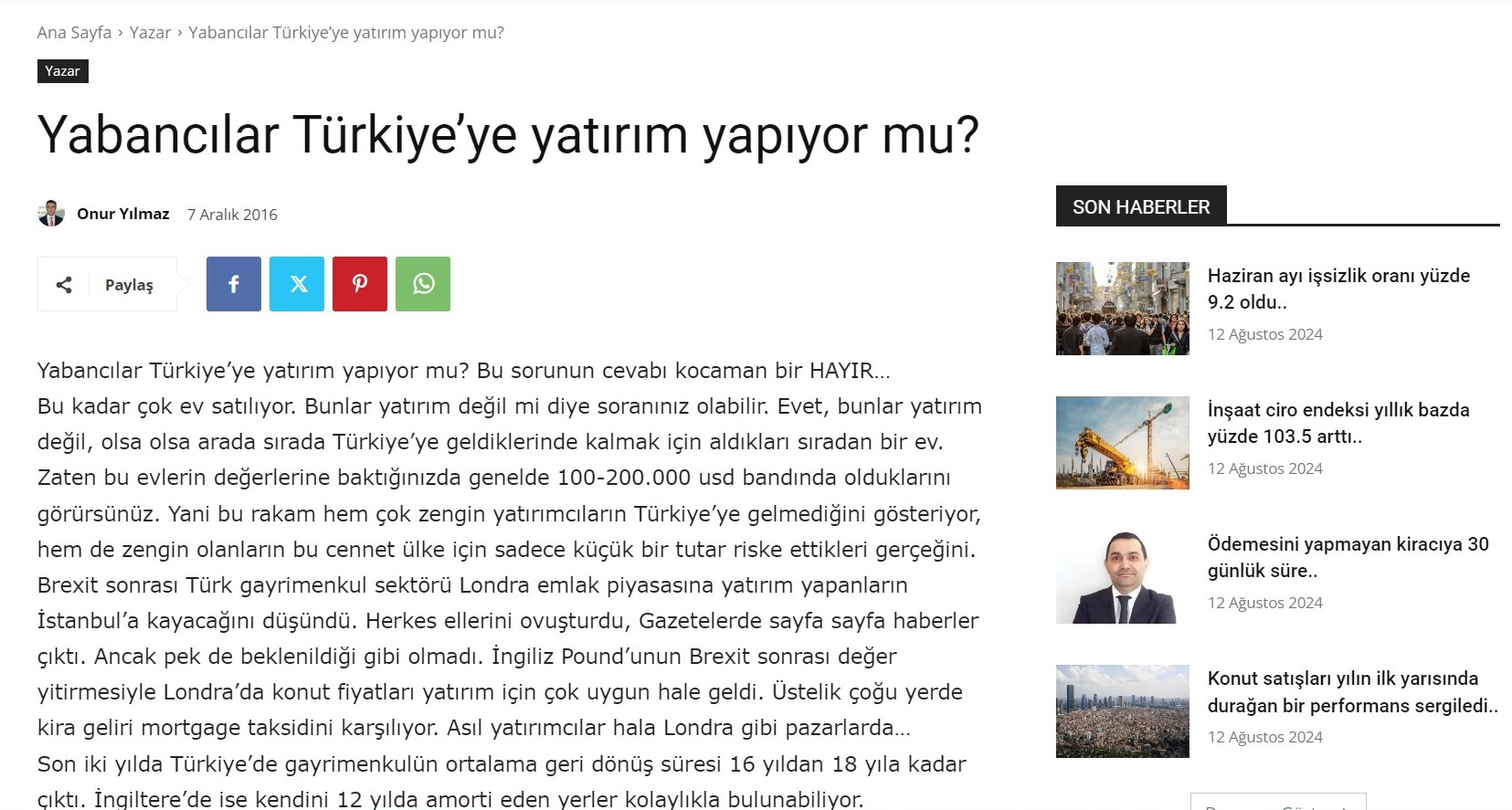 Yabancılar Türkiye’ye yatırım yapıyor mu?